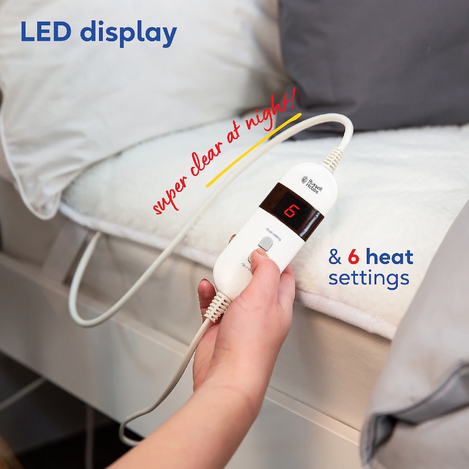 image 1 of Russell Hobbs Electric Heated Blanket Premium Sherpa Fleece Throw King Size RHEDB8002