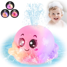 Octopus Bath Time Toy for Babies Toddler Light Up Floating Fountain with Spraying Water Multicolour LED Lights (Blue)