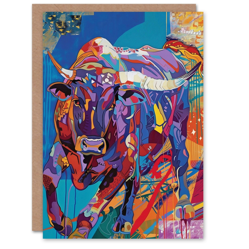 image 1 of Charging Bull Colourful Bright Animal