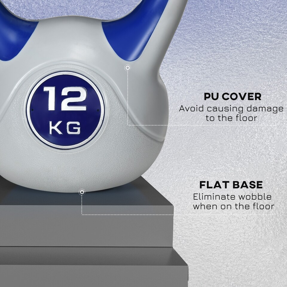 image 1 of SPORTNOW 12kg Kettle Bell with Handle for Home Gym, Dark Blue and Grey | Blue | Blue