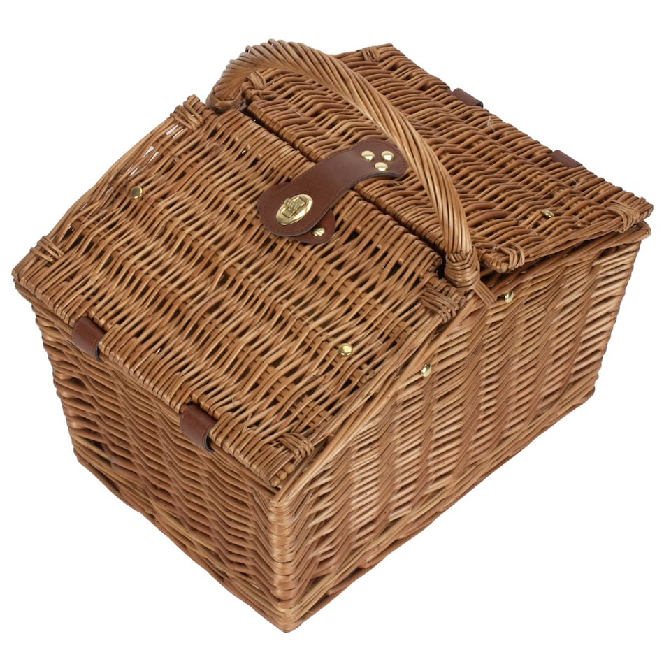 image 1 of 2 Person Butterfly Lidded Fitted Wicker Picnic Basket