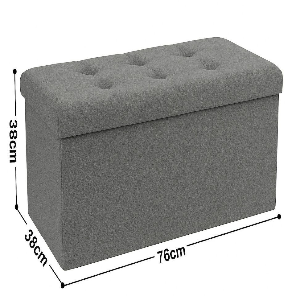 image 1 of Home Republic Linen Storage Ottoman - 76cm x 38cm Foldable Grey