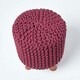 image 3 of Homescapes Plum Tall Cotton Knitted Footstool on Legs