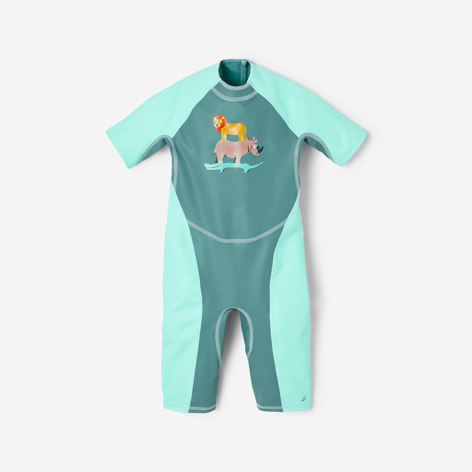 image 1 of Decathlon Baby UV-Protection Wetsuit Green With Savannah Print