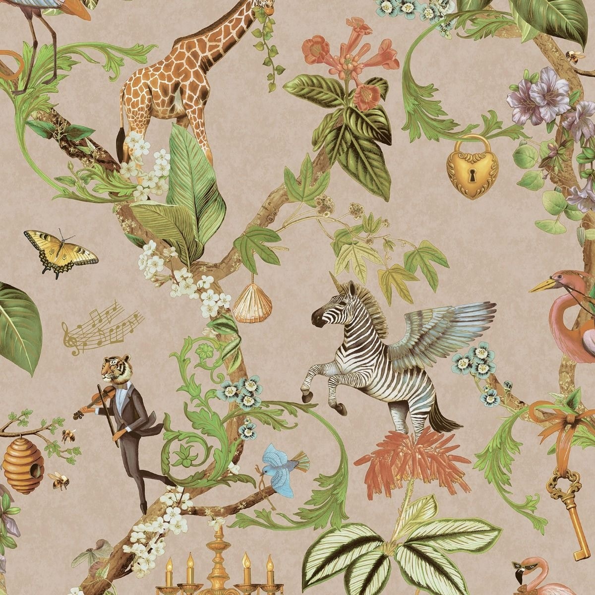 Holden Decor Safari Symphony Wallpaper Pink Pink 1