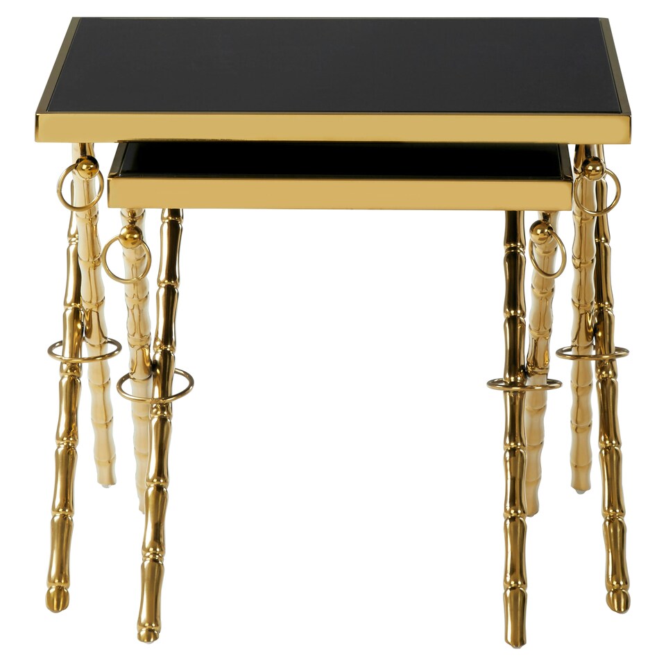 image 1 of Interiors by Premier Contemporary Design Set Of 2 Nesting Tables, Versatile Side Tables, Elegant And Functional Square Tables Gold