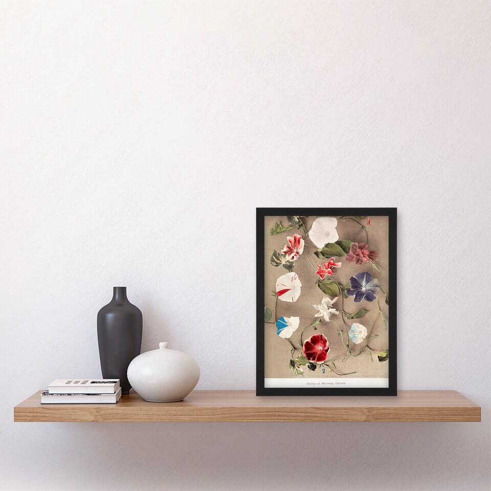 image 1 of Ogawa Kazumasa Framed Wall Art Print Group Of Morning Glories Home Décor