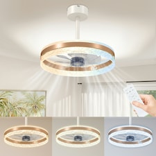 HOMCOM Ceiling Fan Light with 3 Colour, Timer, Reversible, Remote, Gold
