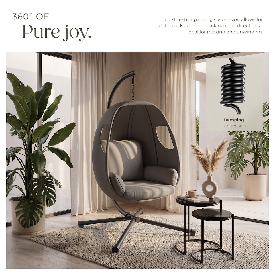 image 1 of Hanging Egg Chair Anika - with frame and extra thick seat cushion | Grey | anthracite | One Size | 1