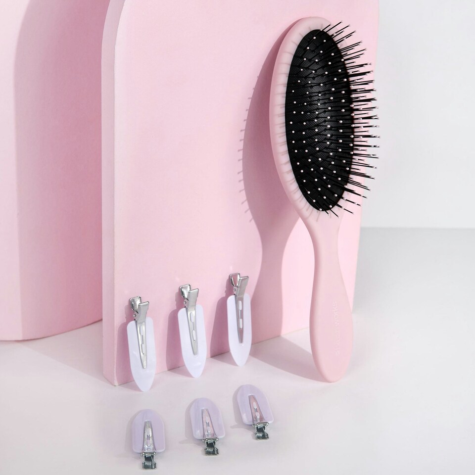 image 1 of Brushworks Luxury Pink Hair Styling Set