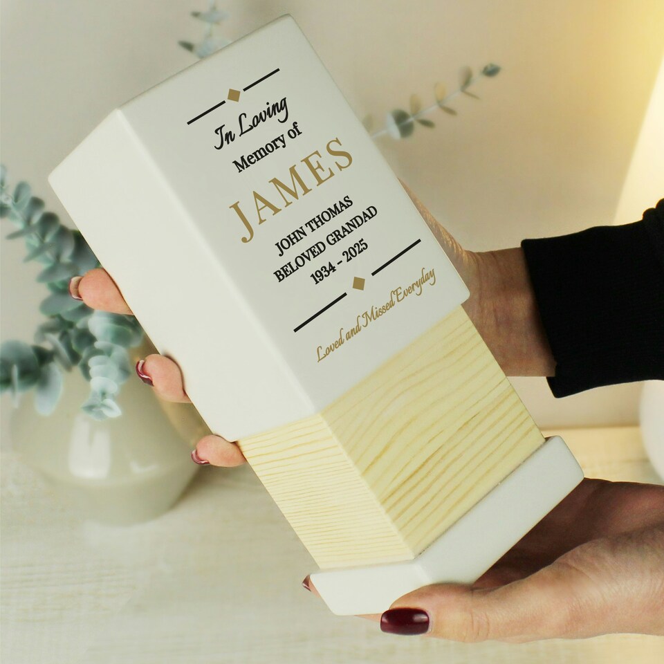 image 1 of Personalised Memorial Small Wooden Urn