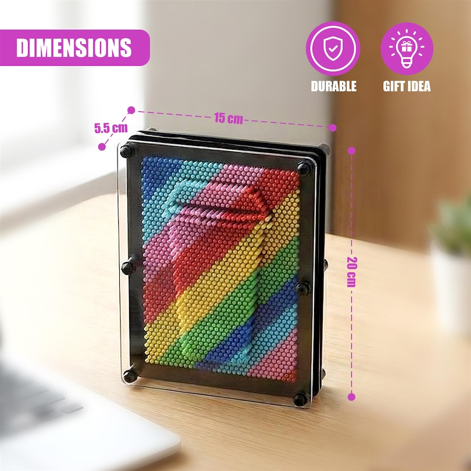 image 1 of The Magic Toy Shop 3D Pin Art Toy Rainbow Sensory Desk Gadget 20x15cm