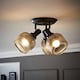 image 2 of ValueLights Calpe 3 Way Black Ceiling Light Ribbed Smoked Shades