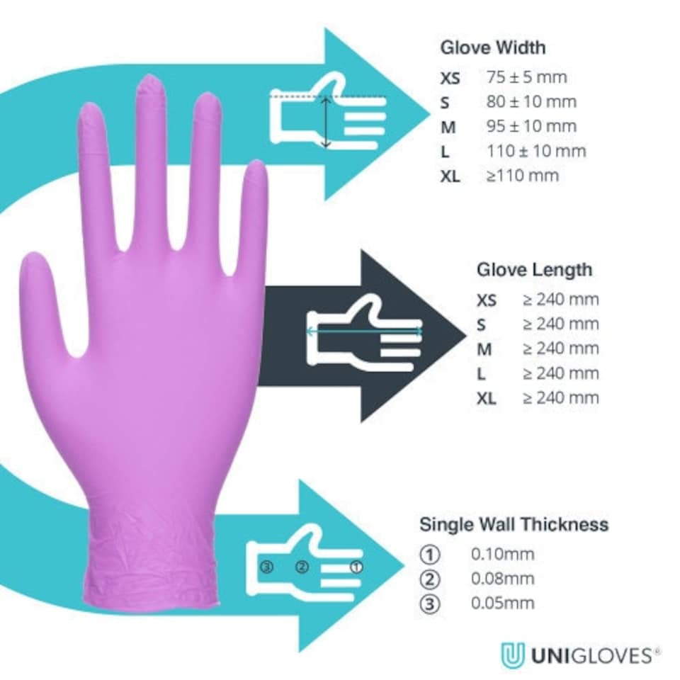 image 1 of Unigloves Violet Pearl Box of 100 Nitrile Gloves