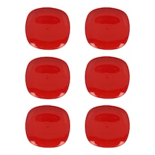 6x Plastic Dinner Plates | Red | 1