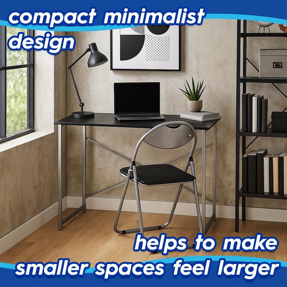 image 1 of Harbour Housewares Industrial Office Desk & Chair Set - White/White | White | White/White