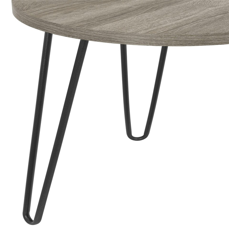 image 1 of Owen Retro Round End Table in Distressed Grey Oak Grey | Grey Oak