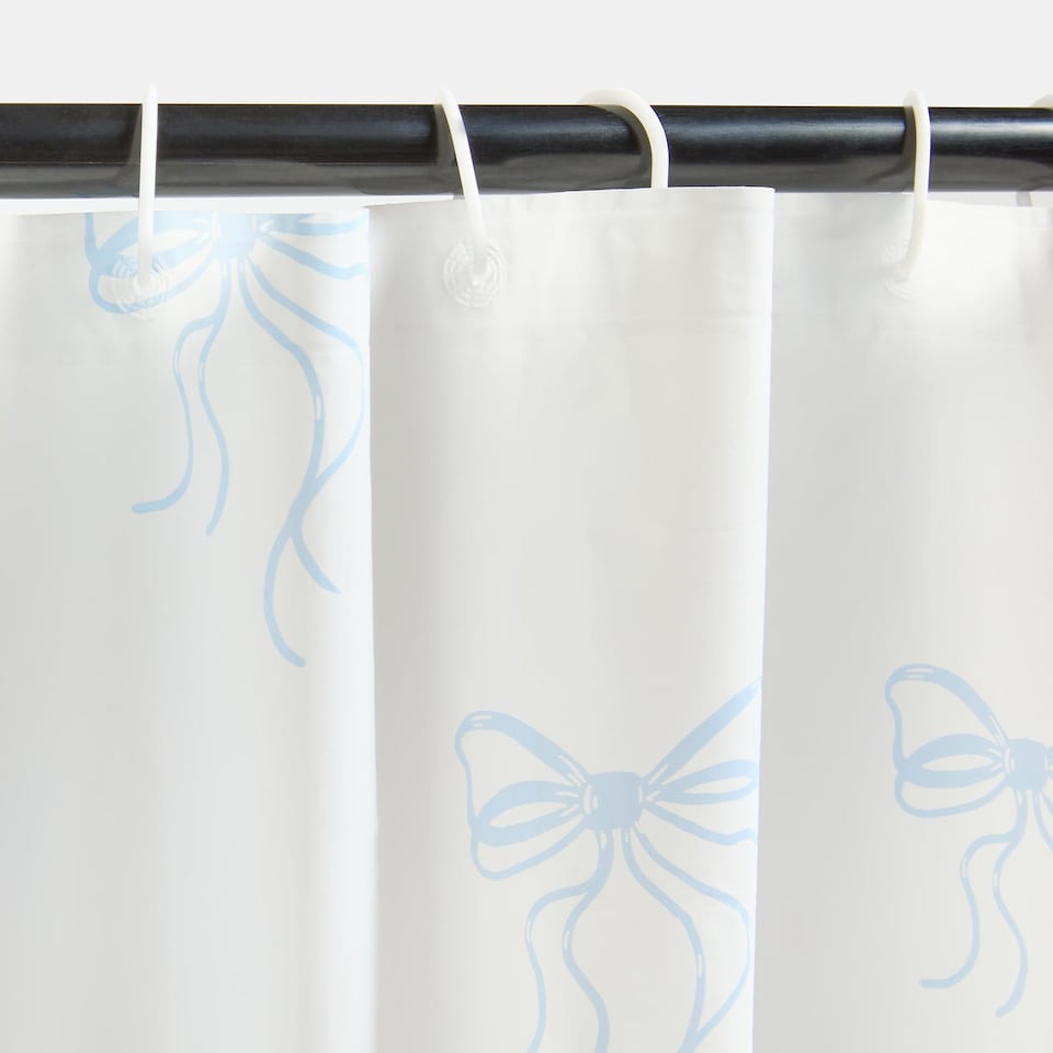 image 1 of OHS Bows Mould Proof Shower Curtain with 12 Hooks