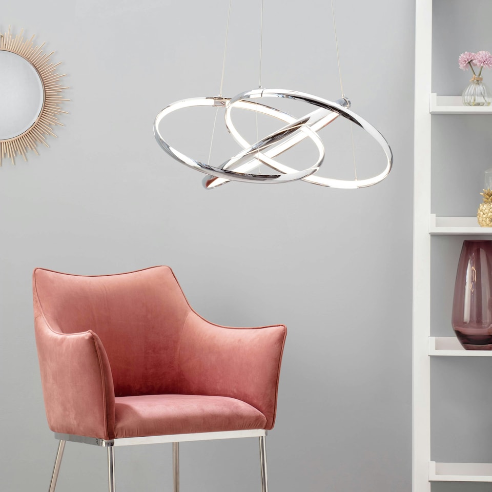 image 1 of BHS Sola LED Triple Ring Ceiling Pendant, Chrome | Silver | Chrome | 1