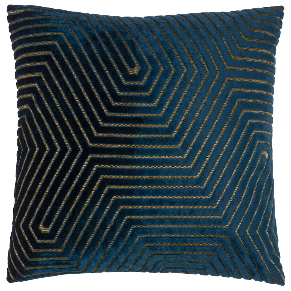 image 1 of Paoletti Evoke Cut Velvet Cushion | Blue | Navy | 45 x 45cm | 1
