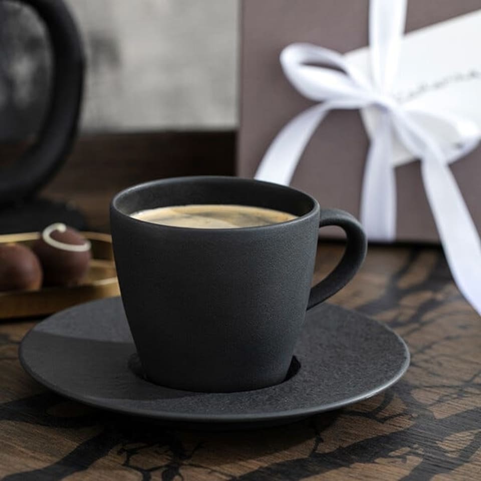 image 1 of Villeroy & Boch Manufacture Rock Noire Coffee Cup & Saucer