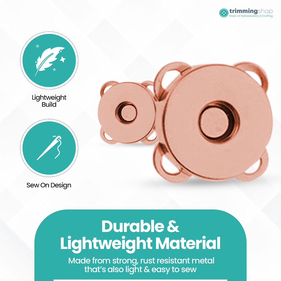 image 1 of 14mm Sew On Magnetic Press Stud Clasps, 2-Part Snap Fasteners - 2pcs