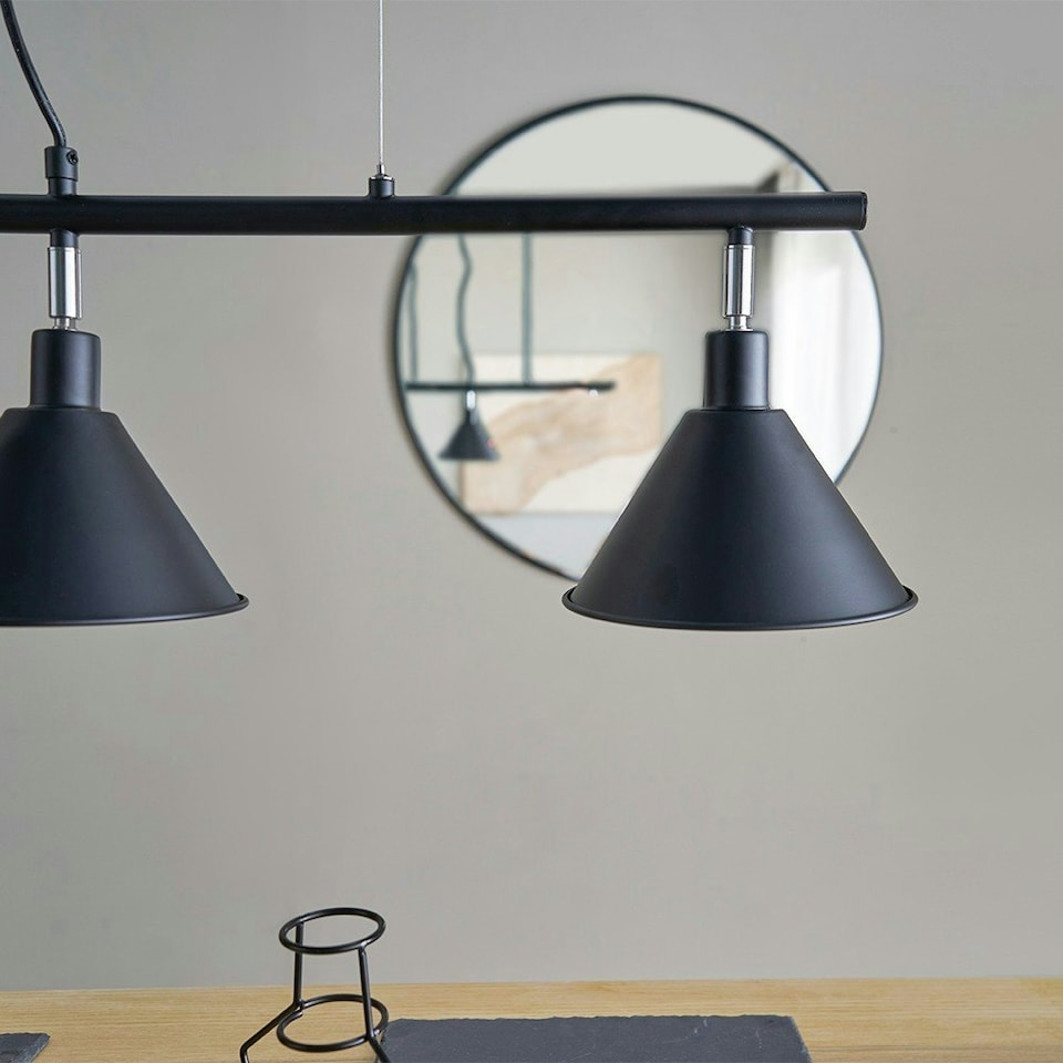 image 1 of ValueLights Modern 3 Way Suspended Ceiling Light With Matte Black Gold Metal Cone Shades
