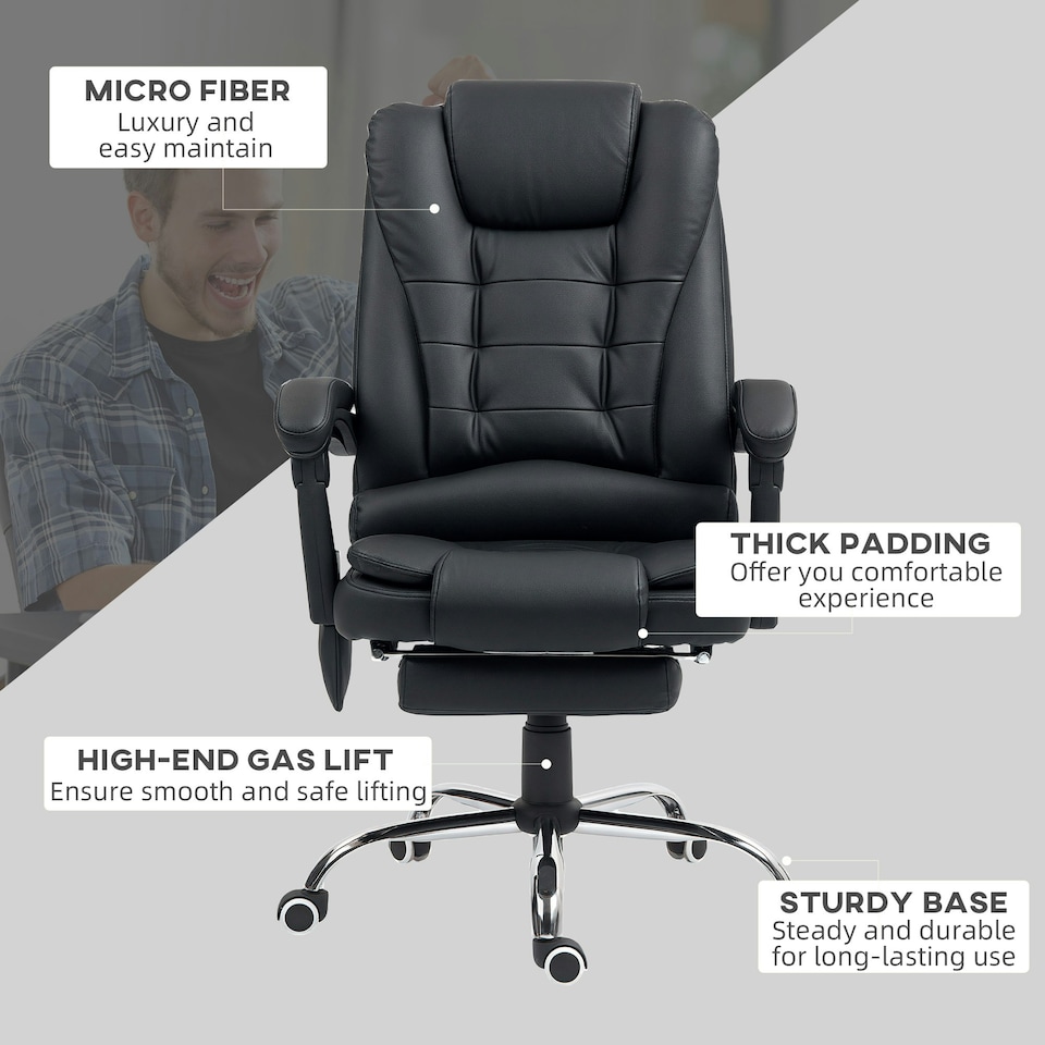 image 1 of Vinsetto Ergonomic Heated 6 Points Vibration Massage Executive Chair Black