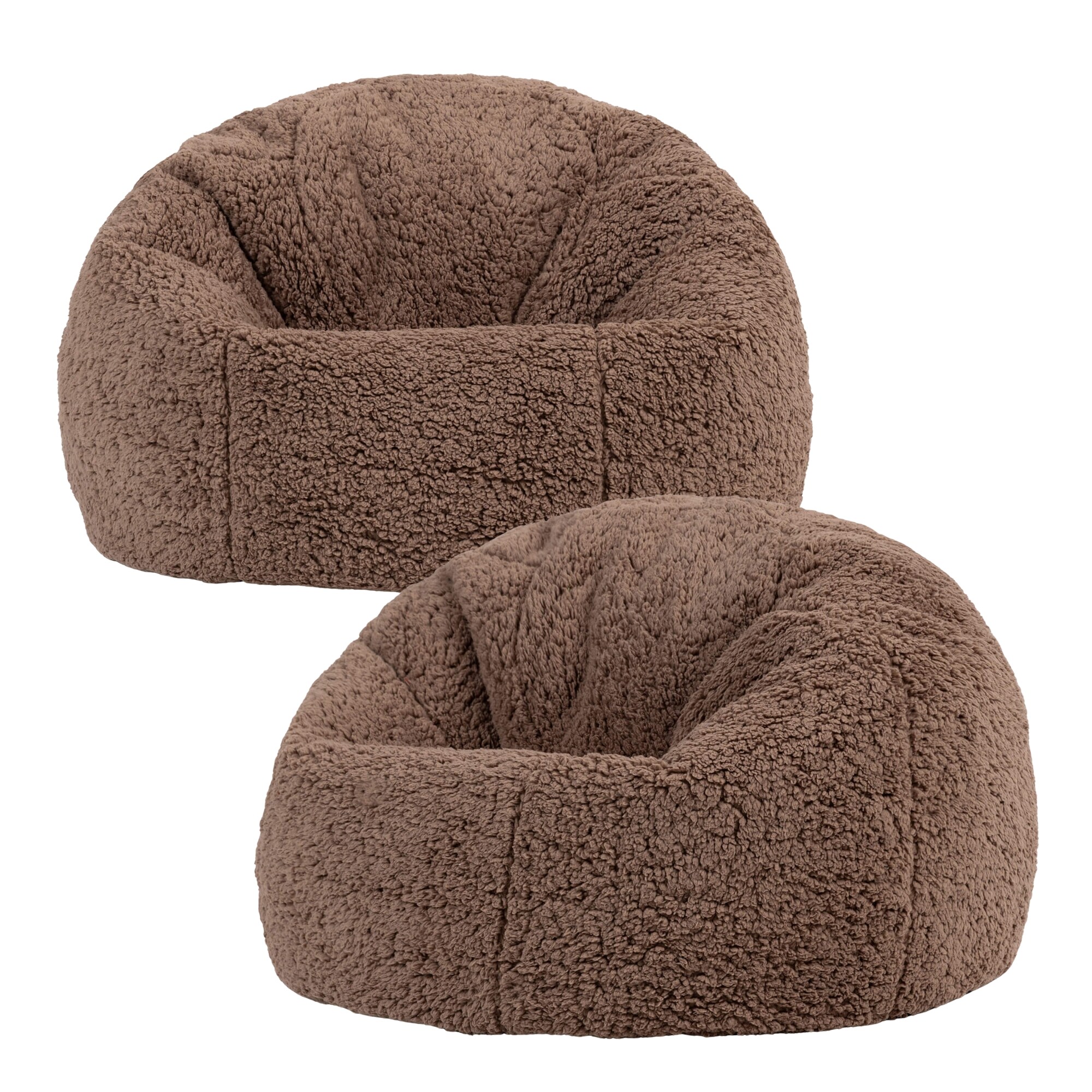 icon Kids Kingston Teddy Fleece Classic Bean Bag, Mocha Brown, Pack of 2