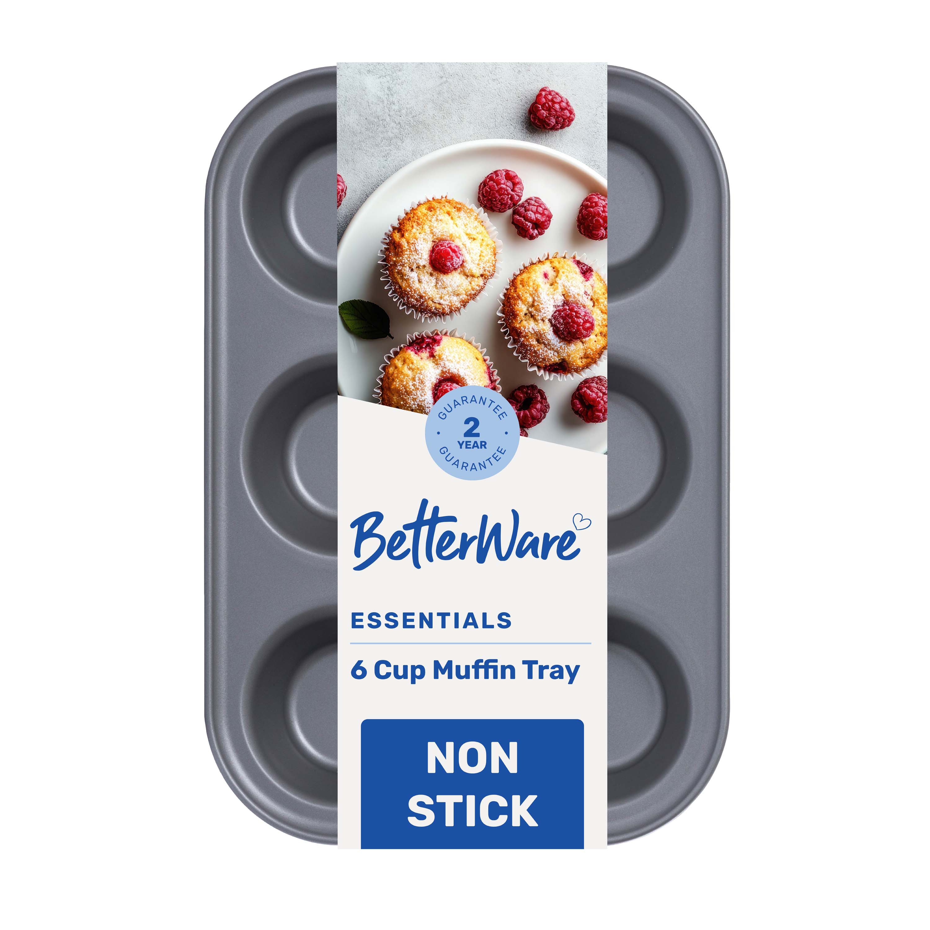 Betterware Essentials 6 Cup Non-Stick Muffin Tin in Silver