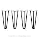 image 2 of 4 x 12" Hairpin Legs - 3 Prong - 12mm - Black Black