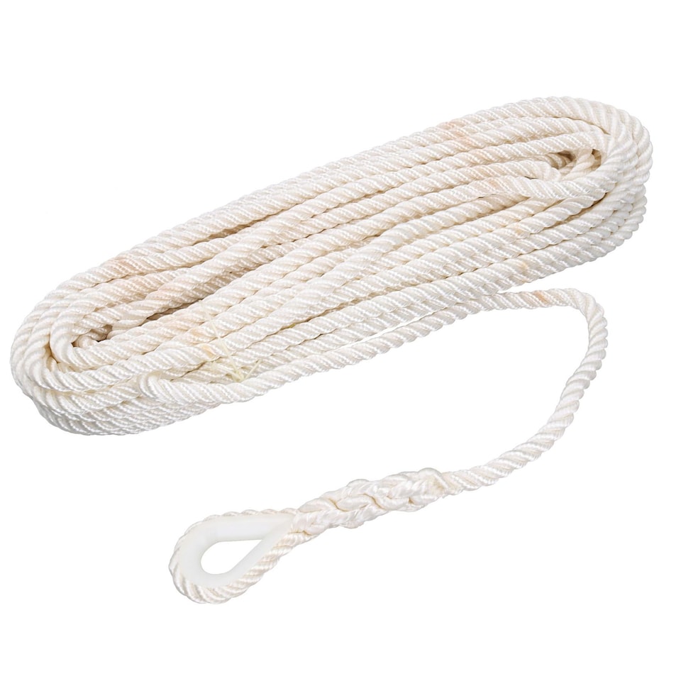 image 1 of Spliced Polyester Anchor Warp Line 10mm x 30m with Thimble Boat Tackle Rope