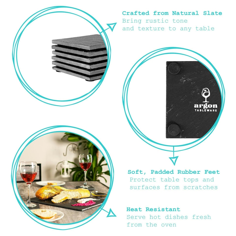 image 1 of Argon Tableware Linea Rectangle Slate Placemats - 35cm x 25cm - Pack of 24 Black