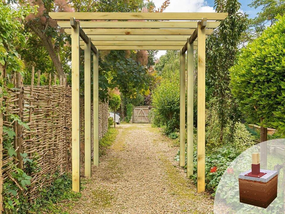 image 1 of eDecks Village Walkway Garden Pergola w/ Bolt Down Anchors 2.1m - 2.4 x 4.8m