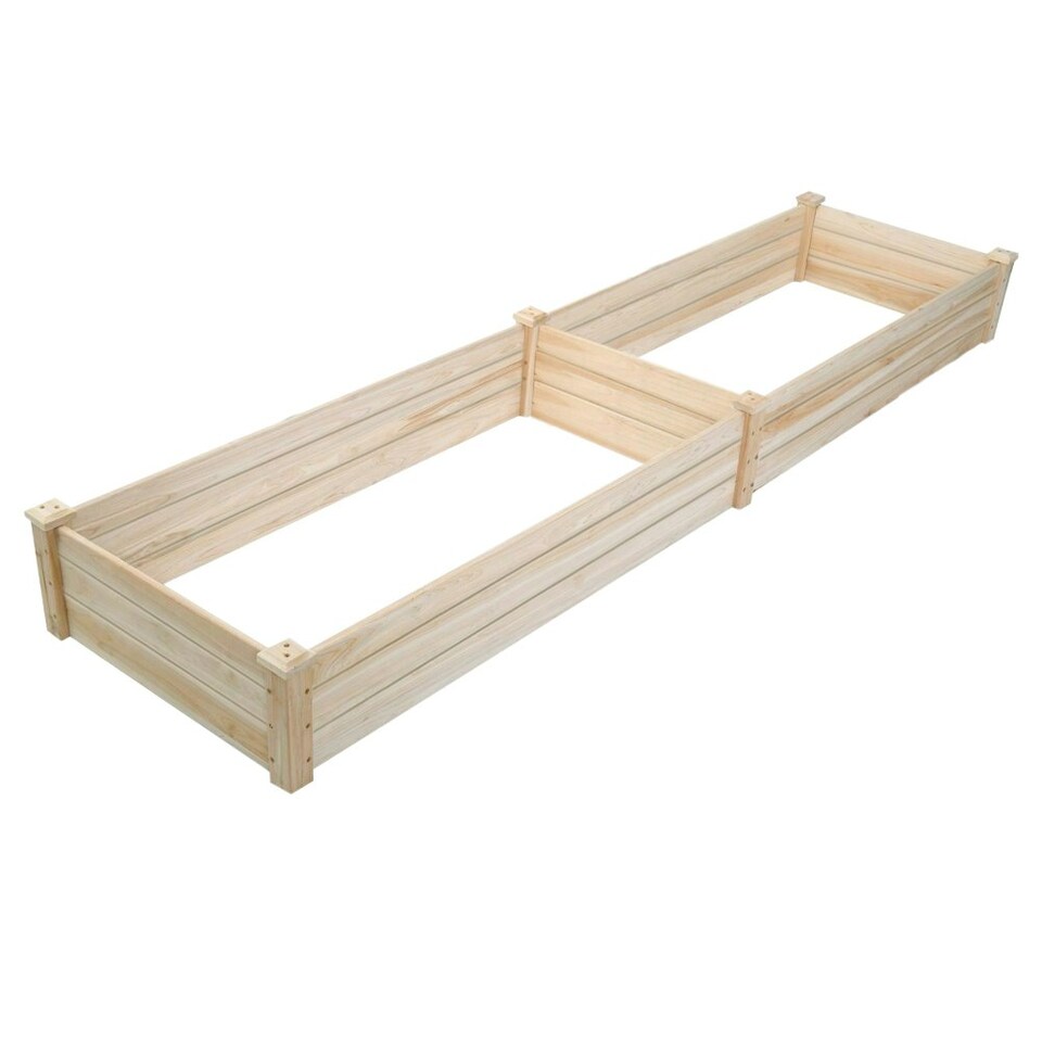 image 1 of Living and Home Solid Wood Raised Garden Bed with 2 Compartments Brown