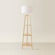 image 4 of ValueLights Hiru Wooden 3 Tier Shelf Floor Lamp with White Shade | White