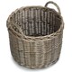 image 4 of Set of 2 Round Straight-Sided Wicker Log Storage Basket