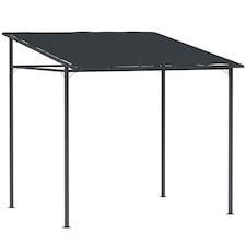 Outsunny Wall Mounted Pergola Gazebo with PA Coating Fabric and Metal Frame, Lean to Garden Gazebo, Wind Resistant Outdoor Sun Shade Shelter for Garden, Deck | Grey | Dark Grey | 238L x 238W x 235H cm