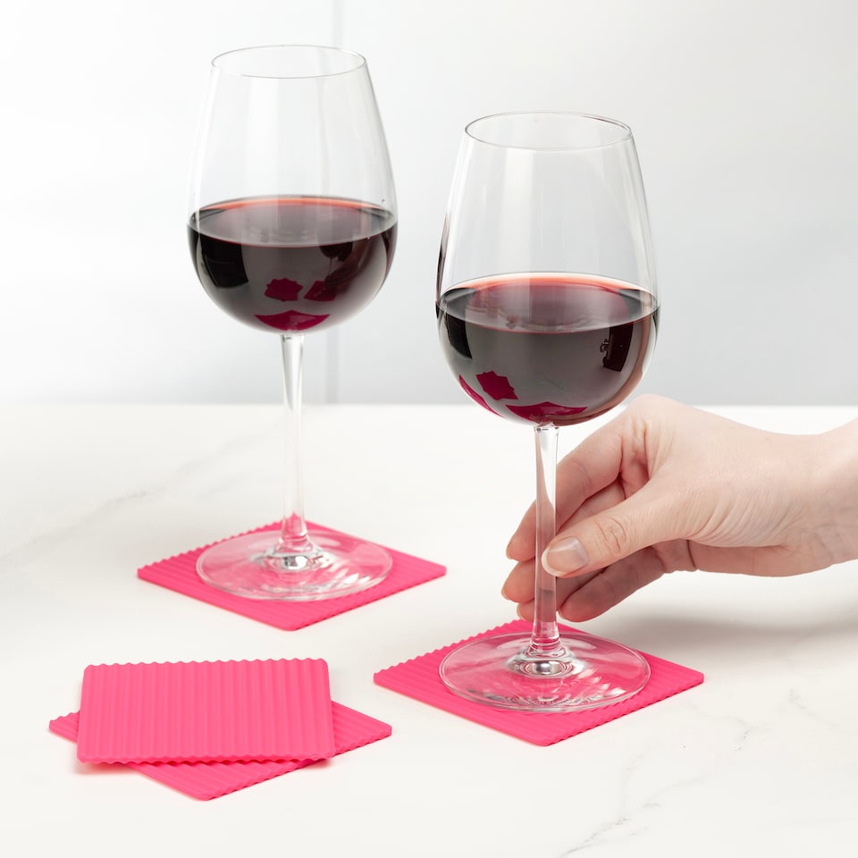 image 1 of Zeal Set of 4 Silicone Coasters Neon Pink