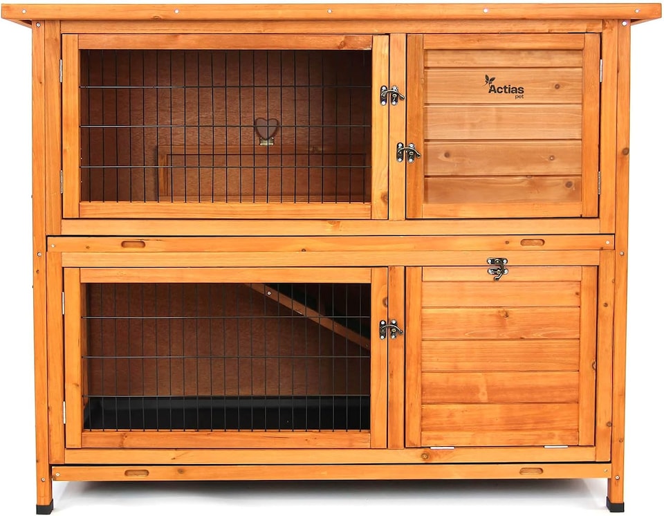 image 1 of Actiaspet - Wooden Two-Tier Rabbit or Guinea Pig Hutch - 4ft