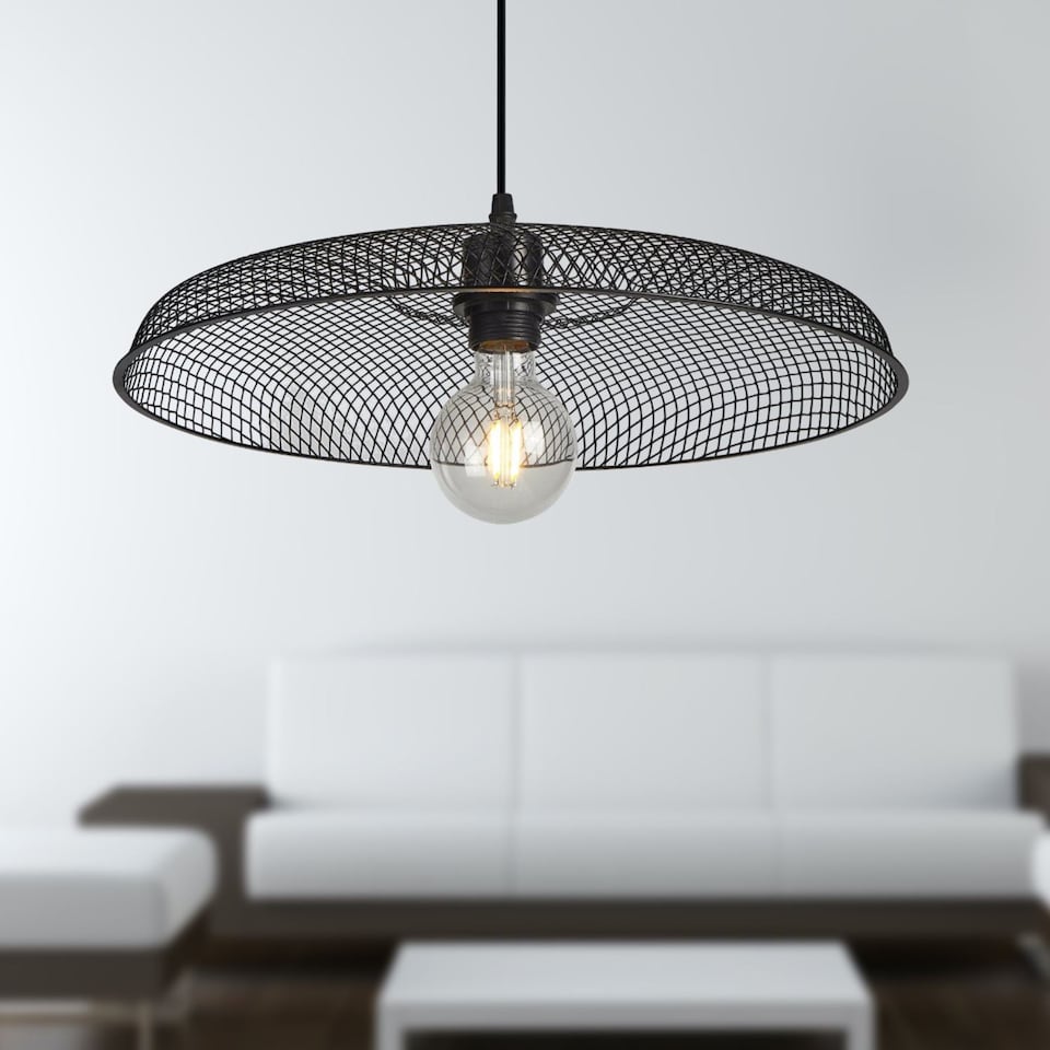 image 1 of Cassidy - Large Black Mesh Easy Fit Metal Pendant Shade | Black | Large | 1