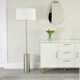 image 2 of ValueLights Lexy White Fabric Drum Shade with Brushed Chrome Dimmable Floor Lamp with LED Bulb