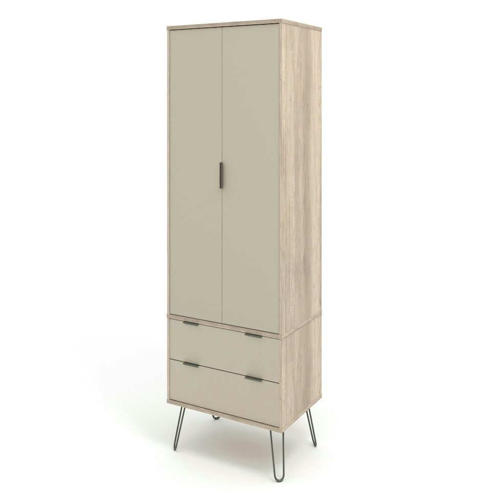 image 1 of Core Products Augusta Driftwood 2 Door, 2 Drawer Wardrobe H176.0cm x W76.5cm x D53.0cm Cream