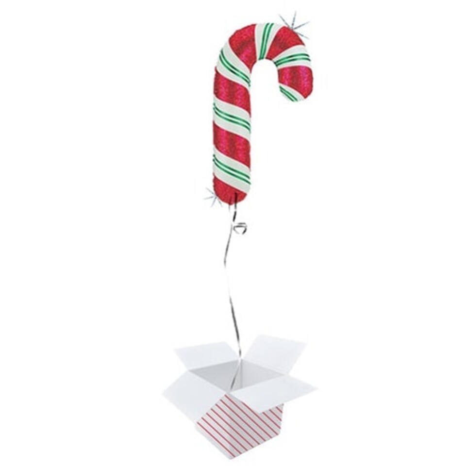 Christmas Candy Cane Helium Foil Giant Balloon - Inflated Balloon in a Box