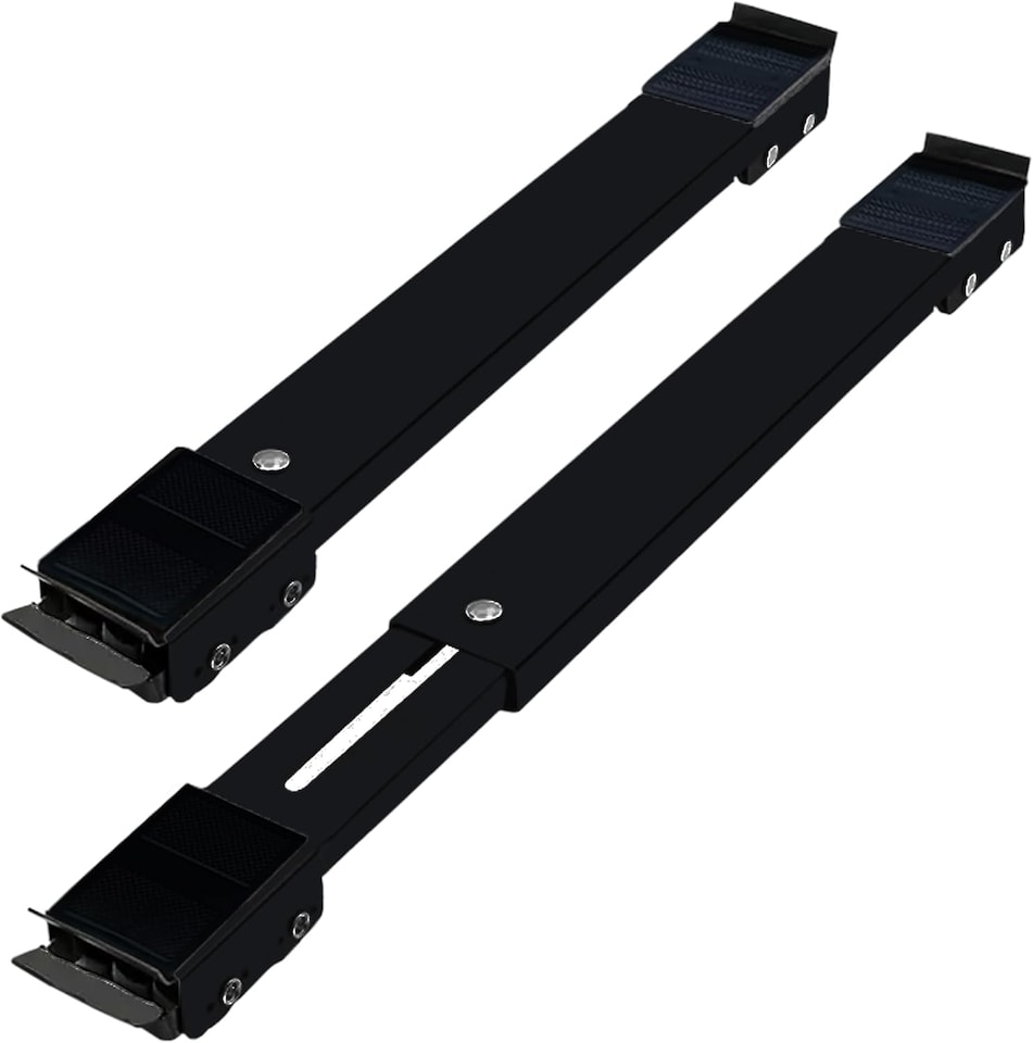 image 1 of 2Pcs Adjustable Appliance Rollers Black Furniture Moving Castor Wheels Washing Machines Fridges & Dishwashers Sliders 300kg Load