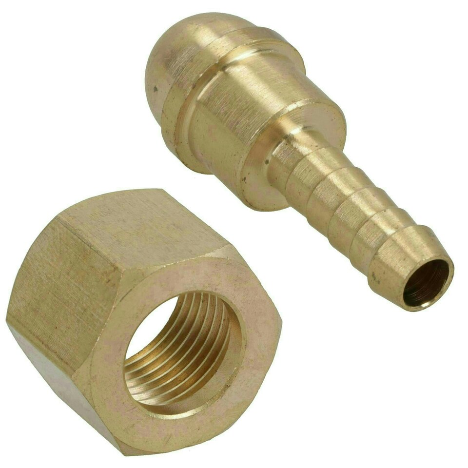 image 1 of Welding Gas Hose Connector 1/4 Hose Tail with 3/8 BSP Right Handed Thread 1pc