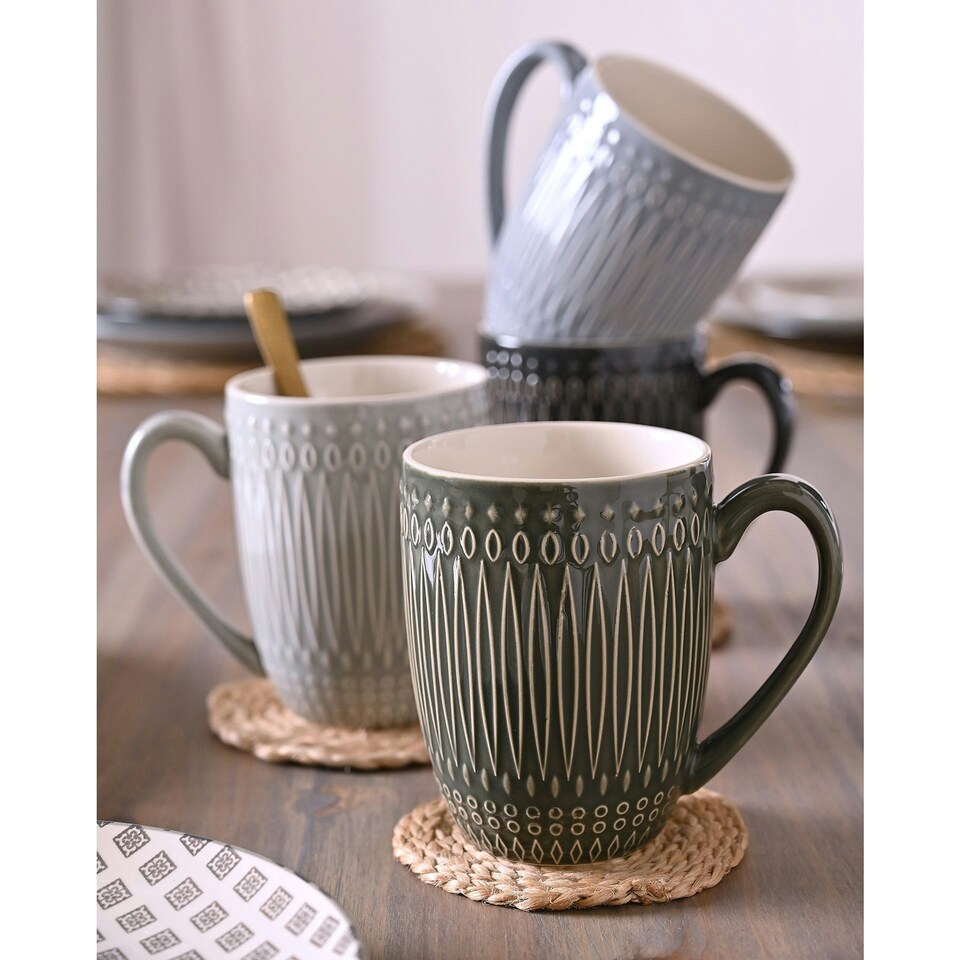 image 1 of Set of Coffee Mugs Multi | Blue, Grey, Black