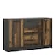 image 1 of Brooklyn Cabinet with 3 Doors and 1 Drawer in Walnut and Dark Matera Grey