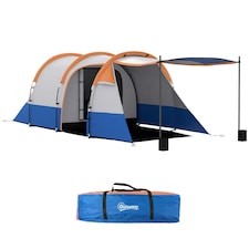 Outsunny 2-3 Man Camping Tunnel Tent with Bedroom and Living Room, Orange 
