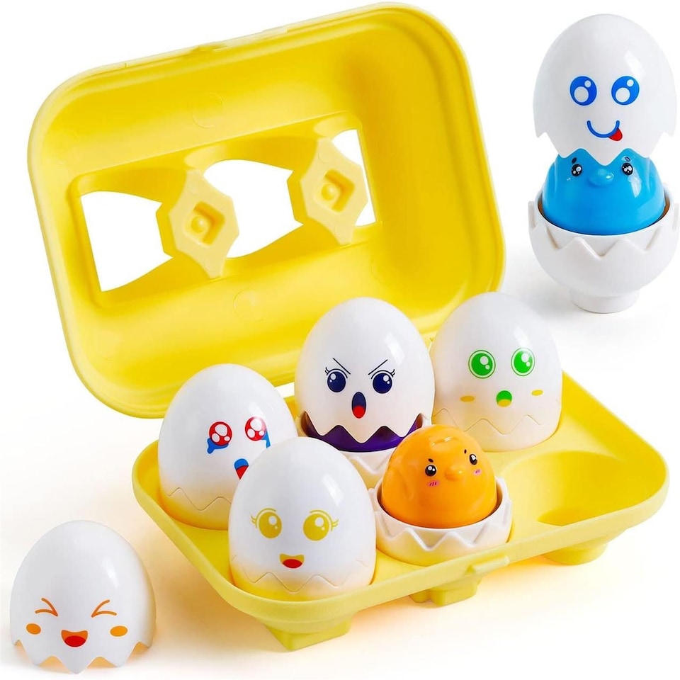image 1 of The Magic Toy Shop Squeaky Matching Eggs Colour Shape Sorter Toy for Toddlers Babies